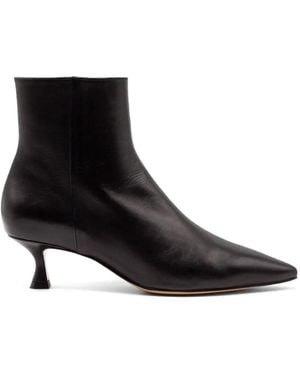 Mara Bini Tapered-Toe Leather Ankle Boots - Black