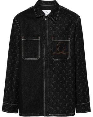Marine Serre Moon-Laser Denim Overshirt - Black