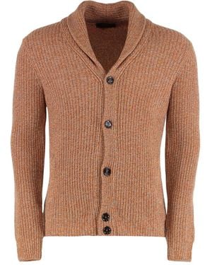Moorer Shawl-Collar Buttoned Cardigan - Brown