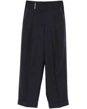 Peserico Pleated Side-Stripe Pants - Blue