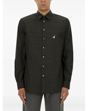 Moschino Checked-Pattern Duck-Detail Shirt - Black