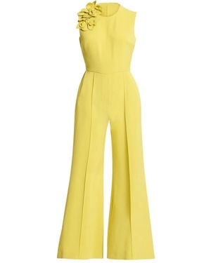 Elie Saab Flower-Appliqué Jumpsuit - Yellow