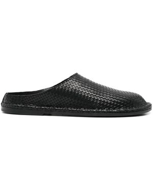 Buttero Slippers tejidos de piel - Negro