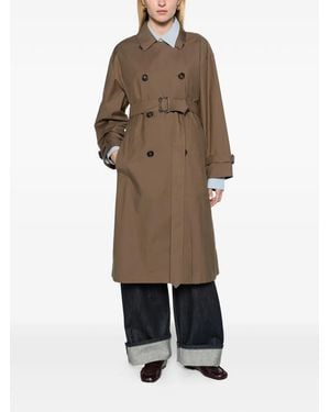 Max Mara Water-Repellent Cotton Twill Midi Trench Coat - Natural