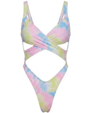 Reina Olga Exotica Tie-Dye Swimsuit - White