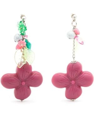 Amir Slama Floral-Appliqué Drop Earrings - Pink