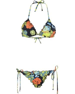 Amir Slama Bikini con motivo floral - Negro