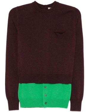 MERYLL ROGGE Pullover Im Layering-Look Mit Brusttasche - Grün
