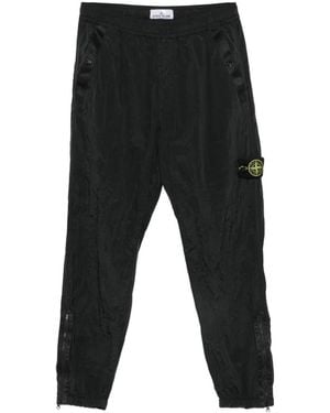 Stone Island Logo-Patch Crinkled Track Trousers - Black