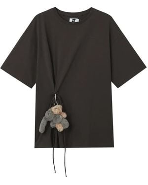 Izzue Tie-Detail Cotton T-Shirt - Black