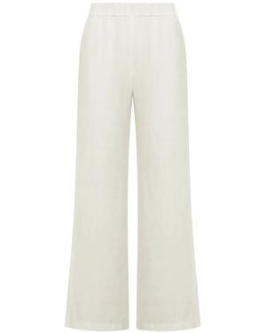 120% Lino Wide-Leg Linen Trousers - White