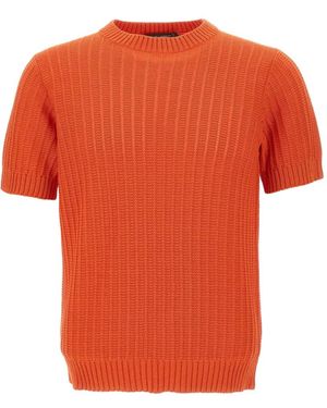 FILIPPO DE LAURENTIIS Patterned Knit Ribbed T-Shirt - Orange