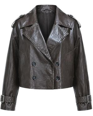 Giorgio Brato Double-Breasted Leather Jacket - Black