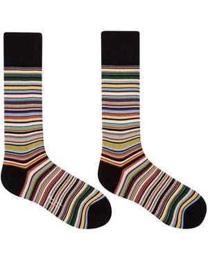 Paul Smith Multi-Striped Cotton Socks - Black