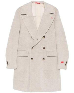 Isaia Double-Breasted Coat - White