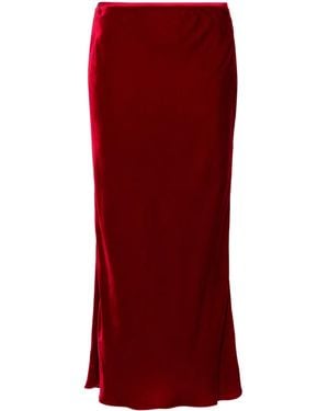 V:PM ATELIER Burlesque Midi Velvet Skirt - Red