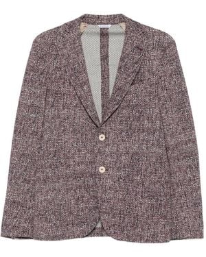 Manuel Ritz Textured Single-Breasted Cotton Blazer - Brown