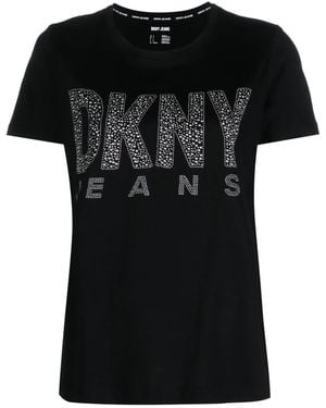 DKNY Stud-Embellished Short-Sleeve T-Shirt - Black