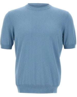 Gran Sasso Ribbed Knit T-Shirt - Blue