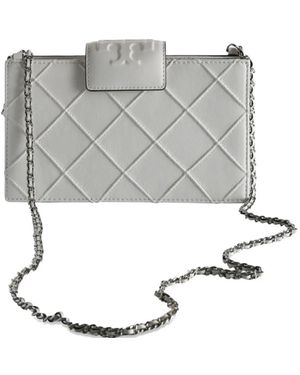 Tory Burch Mini Fleming Quilted Chain Cross Body Bag - Gris