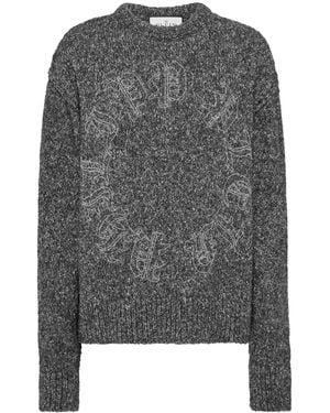 Philipp Plein Logo-Embroidered Knit Jumper - Grey