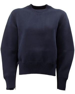 Sacai Pleated-Back Panelled Jumper - Blue