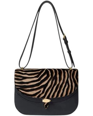 Veronica Beard Ziger Dash Zebra-Print Shoulder Bag - Black