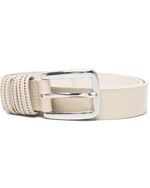 Peserico Textured-Leather Belt - White