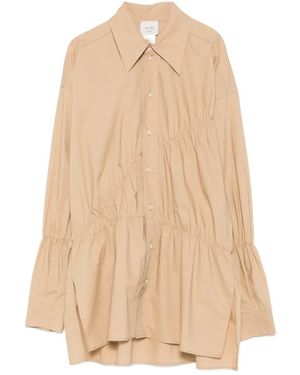 Alysi Ruched Poplin Shirt - Natural