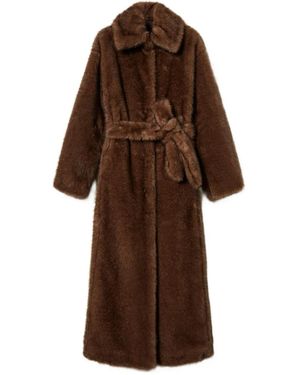 Twinset Belted Faux-Fur Coat - Brown