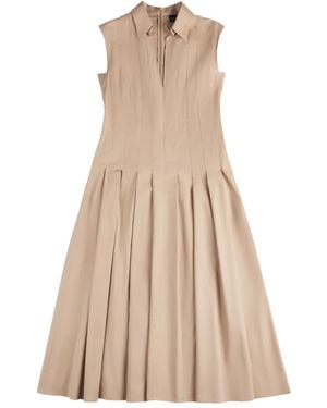 Fay Pleated Sleeveless Midi Dress - Natural
