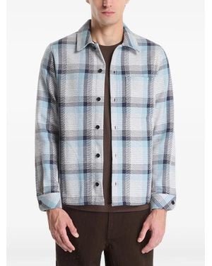 Samsøe & Samsøe Check-Pattern Button-Down Shirt Jacket - Blue
