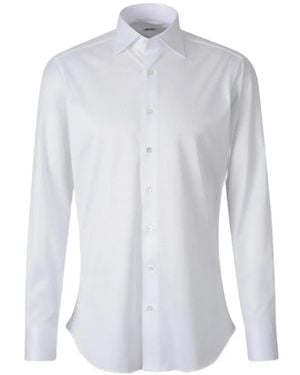 Fray Spread-Collar Button-Down Shirt - White