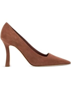 Manolo Blahnik 105Mm Moira Suede Pointed-Toe Court Shoes - Brown