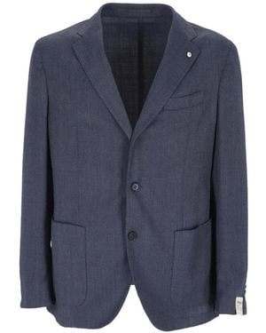 L.B.M. 1911 Herringbone-Pattern Blazer - Blue