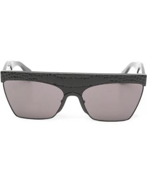 Alaïa Occhiali Rettangolari Con Effetto Coccodrillo - Grigio