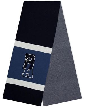 BOSS Varsity-Stripe Wool Scarf - Blue