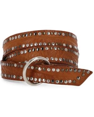 Post & Co Stud-Embellished Leather Belt - Brown