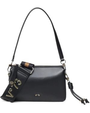 V73 Zircon Logo-Plaque Knotted Shoulder Bag - Black