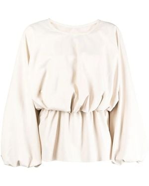 Goen.J Puffer Faux-leather Blouse - White