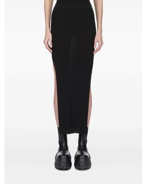 Rick Owens Ribbed Side-Split Skirt - Black
