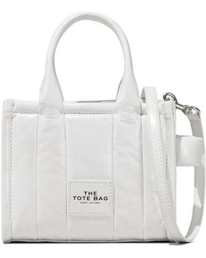 Marc Jacobs Shiny Crinkle Leather Crossbody Tote Bag - White