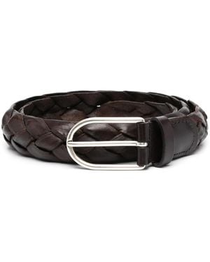 Dell'Oglio Woven Leather Belt - Black
