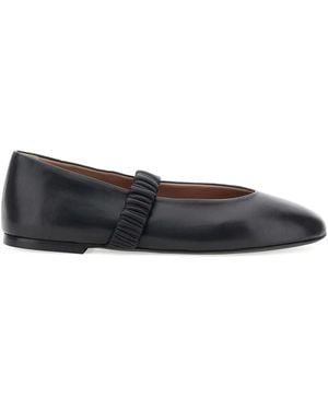 Pollini Pleated-Band Ballerina Flats - Black