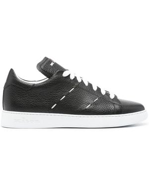 Kiton Seam-Detail Leather Trainers - Black