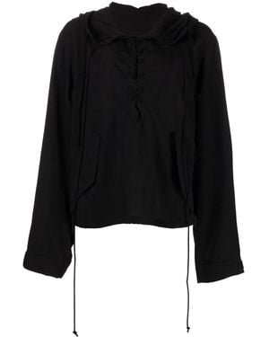 Yohji Yamamoto レースアップ パーカー - ブラック