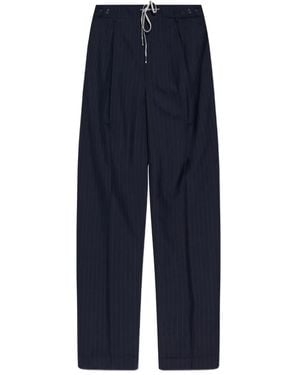 Maison Margiela Wool Pinstripe Trousers With Drawstring Waist Clothing - Blue