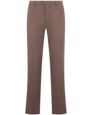 Fedeli Pantalones Rectos Con Pinzas - Marrón