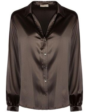Purotatto Satin-Finish Long-Sleeve Shirt - Brown