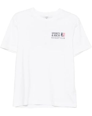 Sporty & Rich Logo-Print T-Shirt - White